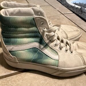 Vans High-Top Sneakers in Cream and Green